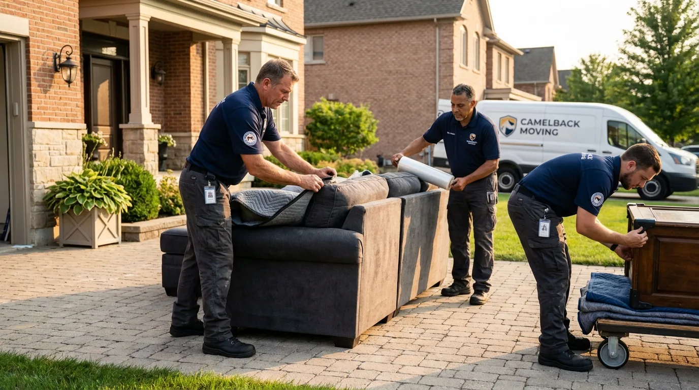Large estate moving crew wrapping furniture in Crawfordville, GA