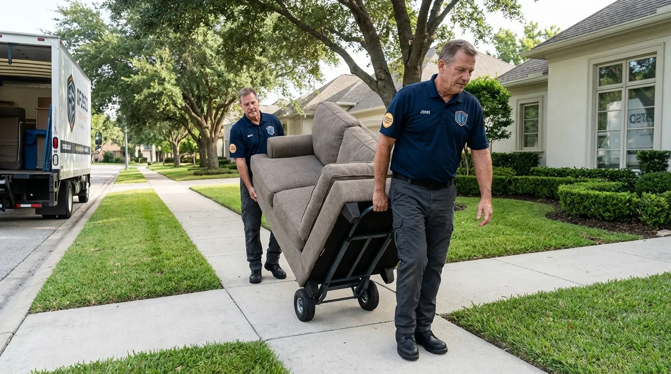 Local residential moving crew loading furniture in Crawfordville, GA