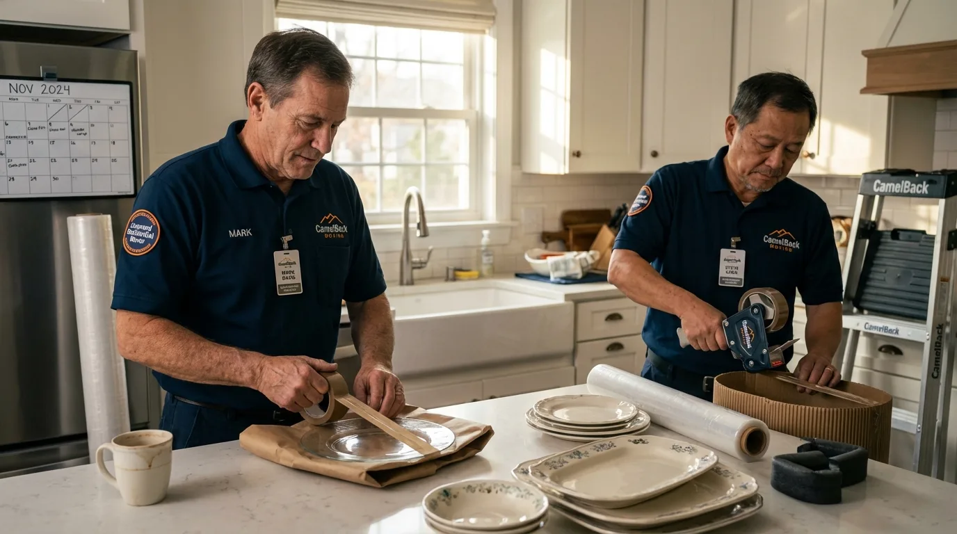 Professional crew packing kitchen dishware in Crawfordville, GA